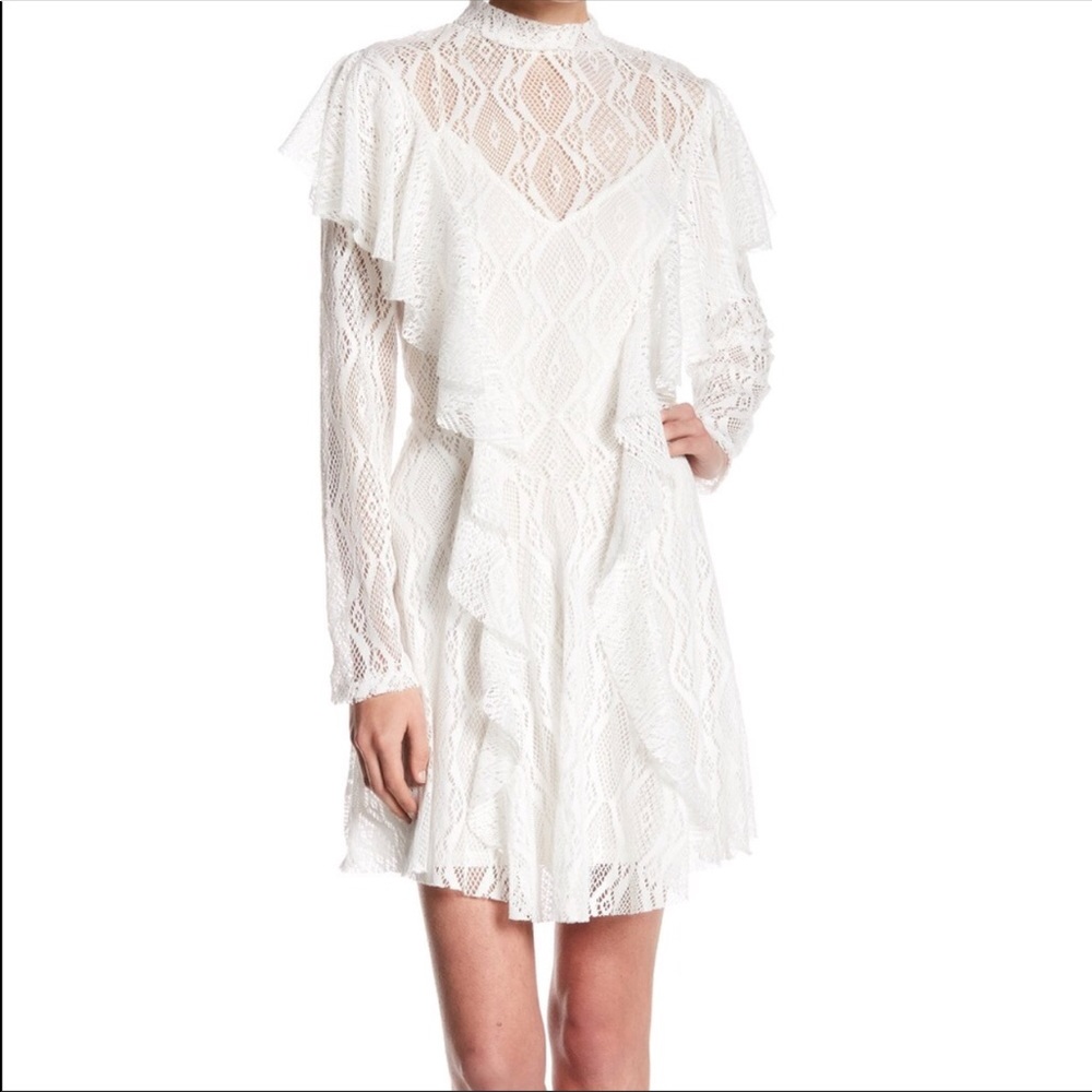 Free People - Ivory White Mock Neck Lace Dress